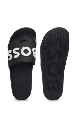 Chanclas con logo en relieve fabricadas en Italia
