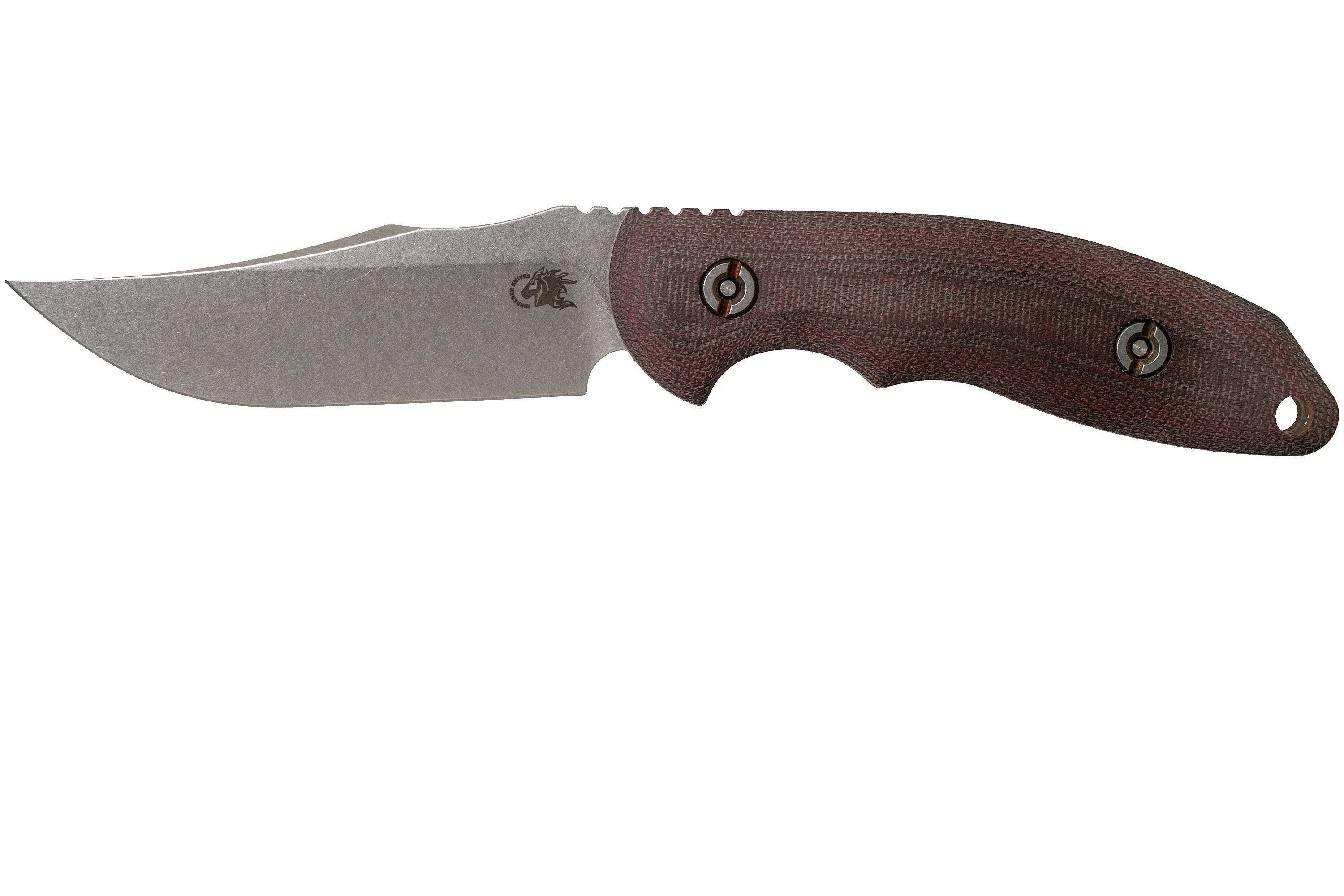 Rick Hinderer The Emmett, CPM 20CV, Burgundy Micarta cuchillo de caza