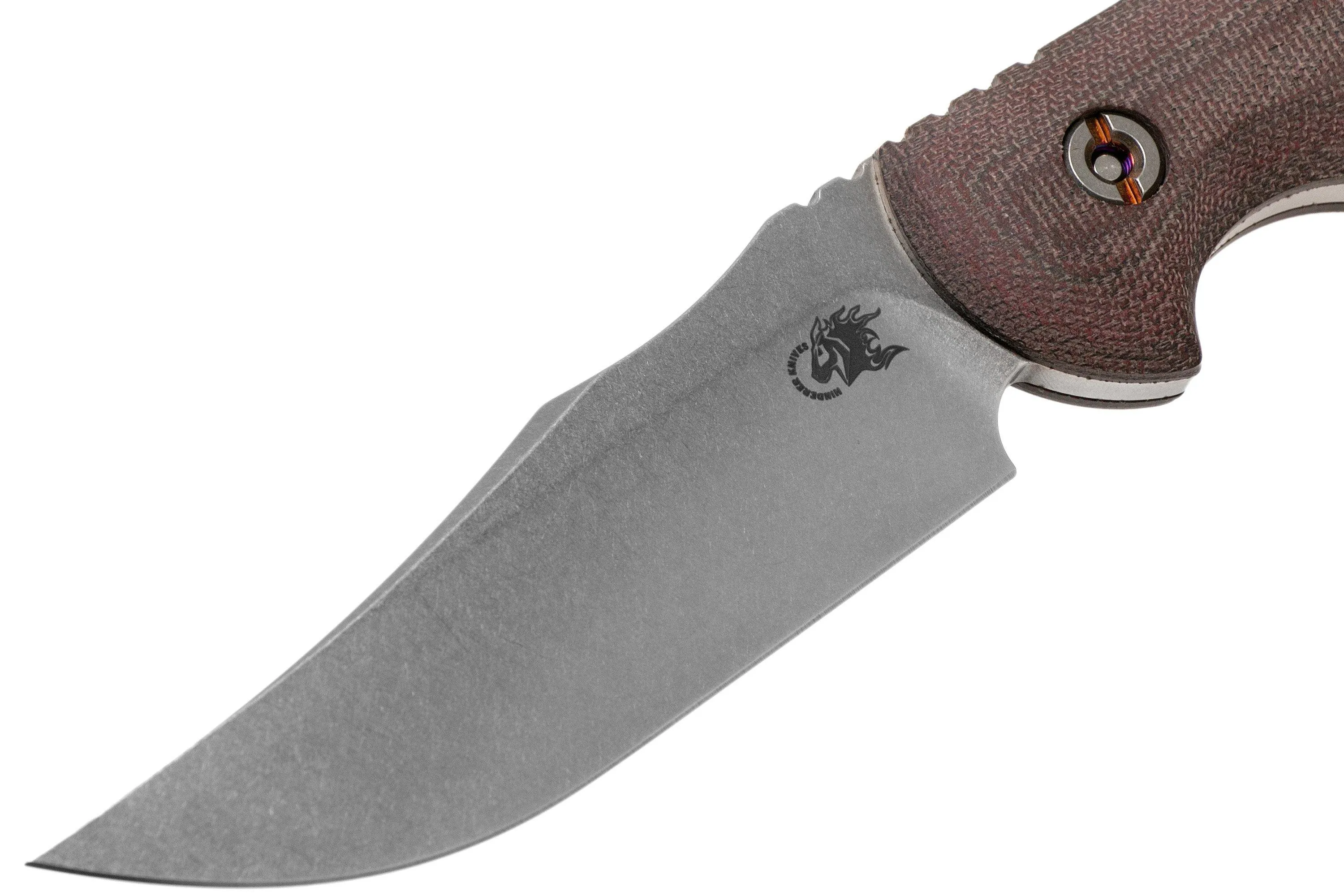 Rick Hinderer The Emmett, CPM 20CV, Burgundy Micarta cuchillo de caza