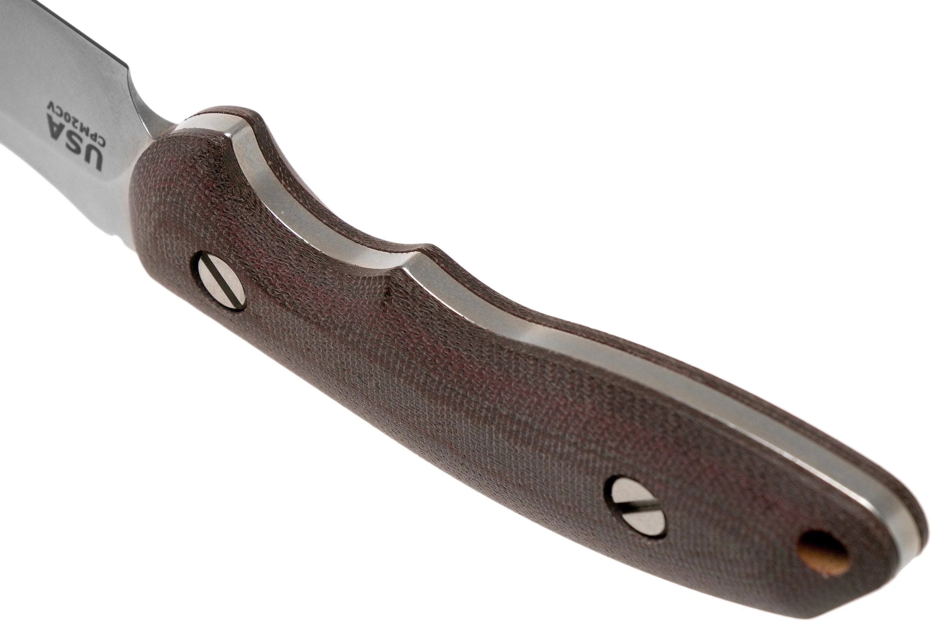 Rick Hinderer The Emmett, CPM 20CV, Burgundy Micarta cuchillo de caza