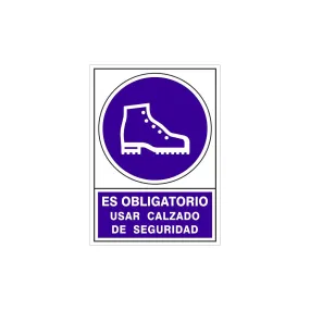 SEÑAL 633 PLAST.345x245"OBL.CALZADO.SEG" ES OBLIGATORIO USAR CALZADO DE SEGURIDAD
