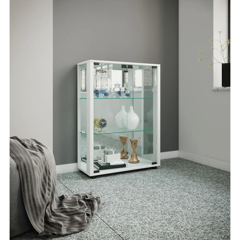 Vitrina vertical Sintalo con espejo, blanco